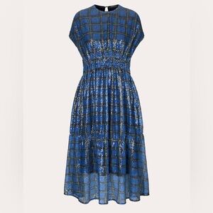 Stine Goya Jordan Blue and Black Plaid Sequin Women's Dress